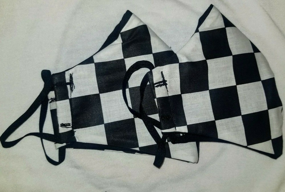 2 Pack - Black&White Checkered handmade Facemasks