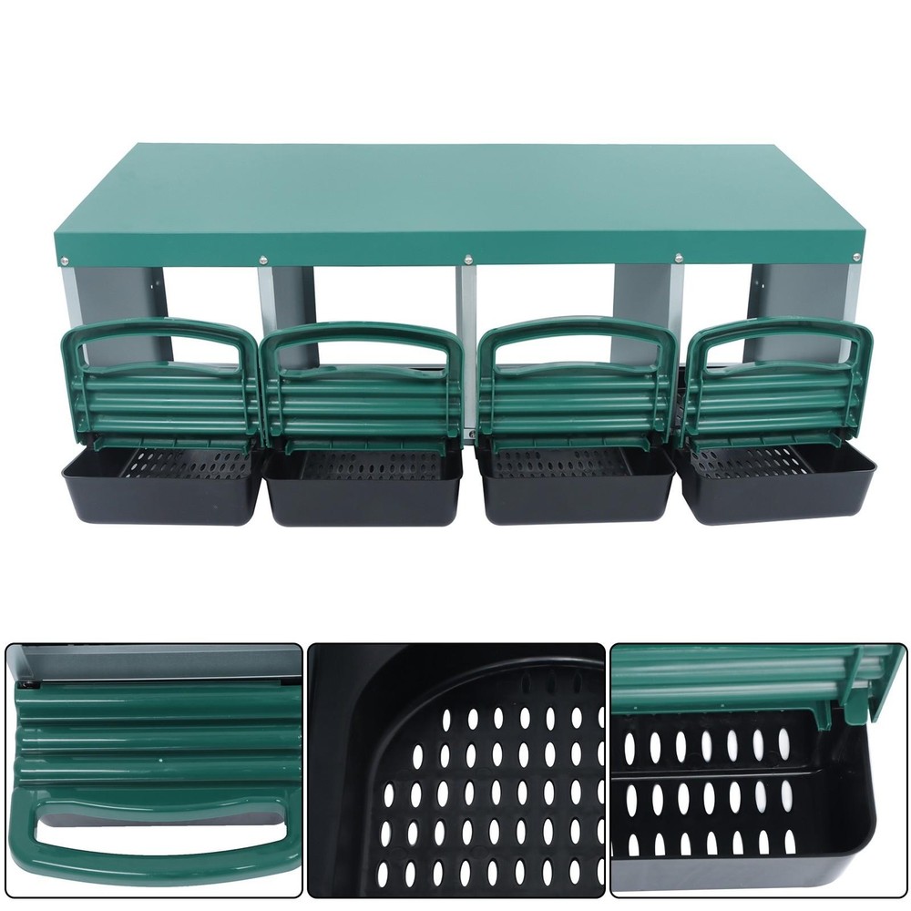 4 Hole Chicken Nesting Boxes Metal Chicken Egg Laying Box with Perch