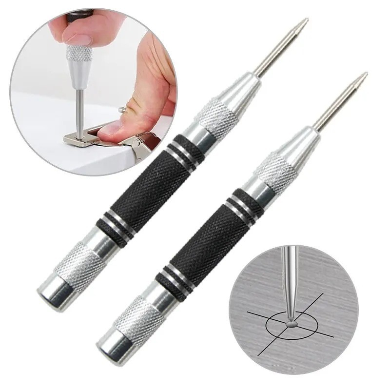 2 Super Strong Automatic Centre Punch Adjustable Spring Loaded Metal Drill TooL