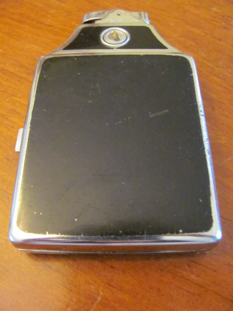 1940'S RONSON MASTERCASE ART DECO ENAMEL BLACK+SILVER CIGARETTE CASE & LIGHTER