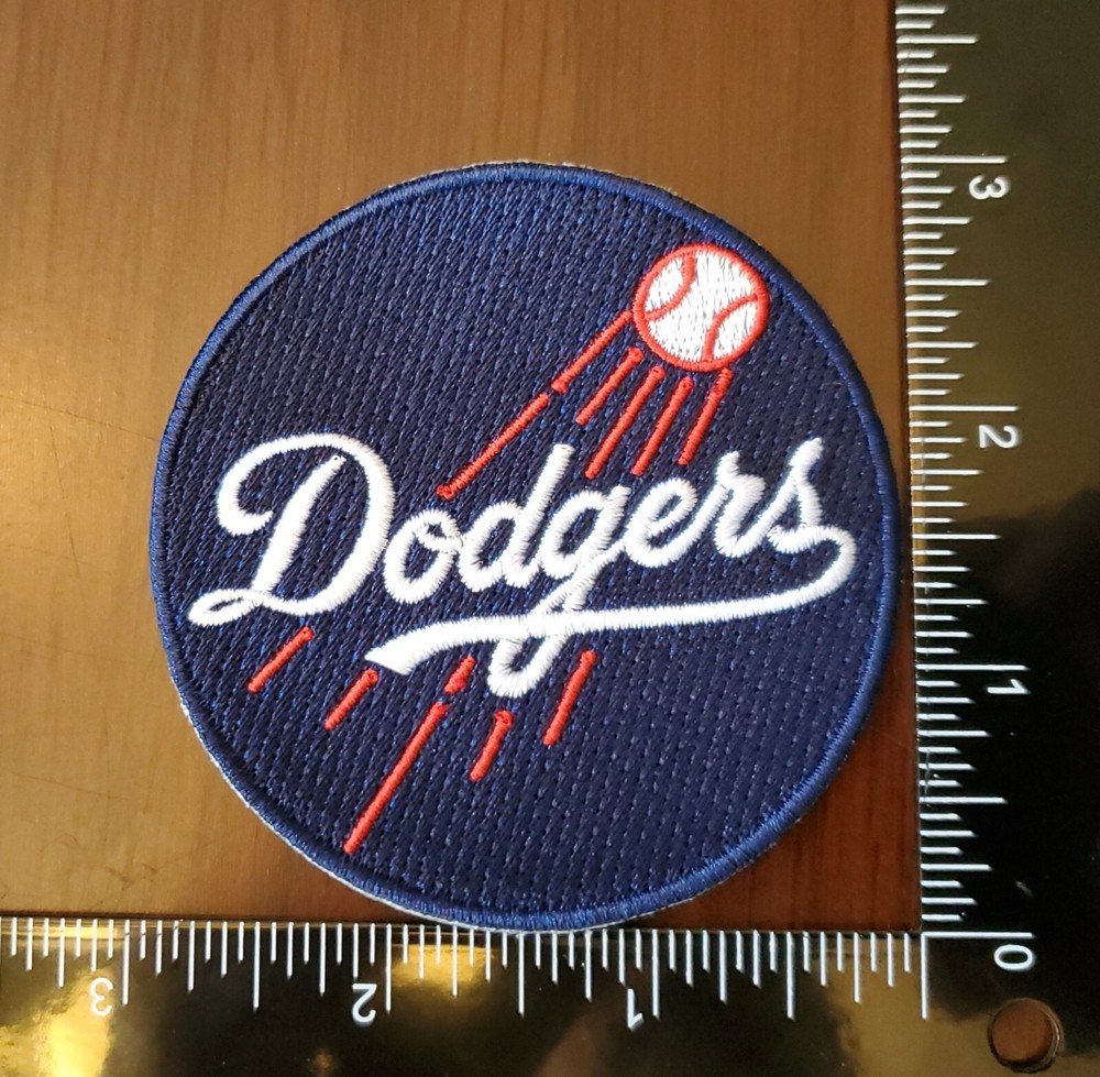 LA Dodgers Round Style Patch. Embroidered. Iron On Backing. 3"x3"