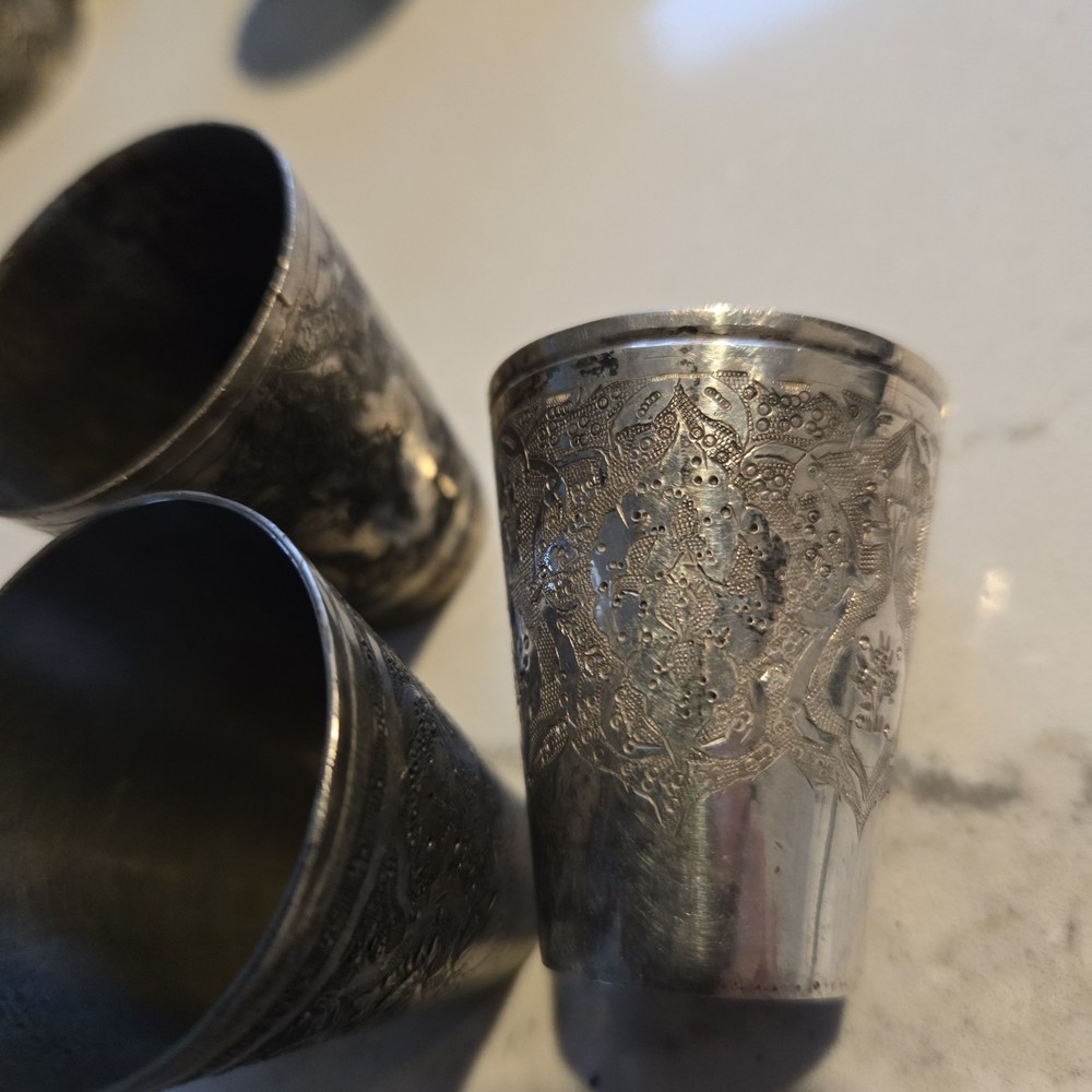 Set Of 3 Middle Eastern Solid Silver Shut Marked 84
