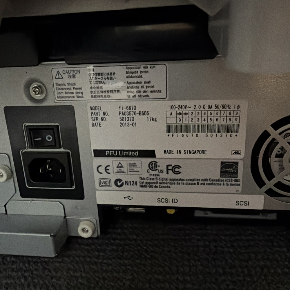 Fujitsu Fi-6670 High speed duplex workgroup document scanner.