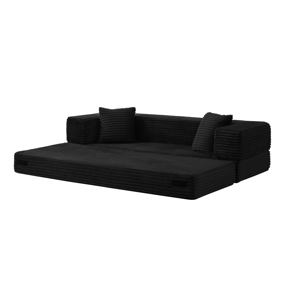 Modern Cord Sofa Classic Square Design, Unique Two-tier Design