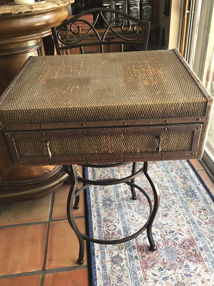 Trunk Made From Cane & Leather Vintage/Antique