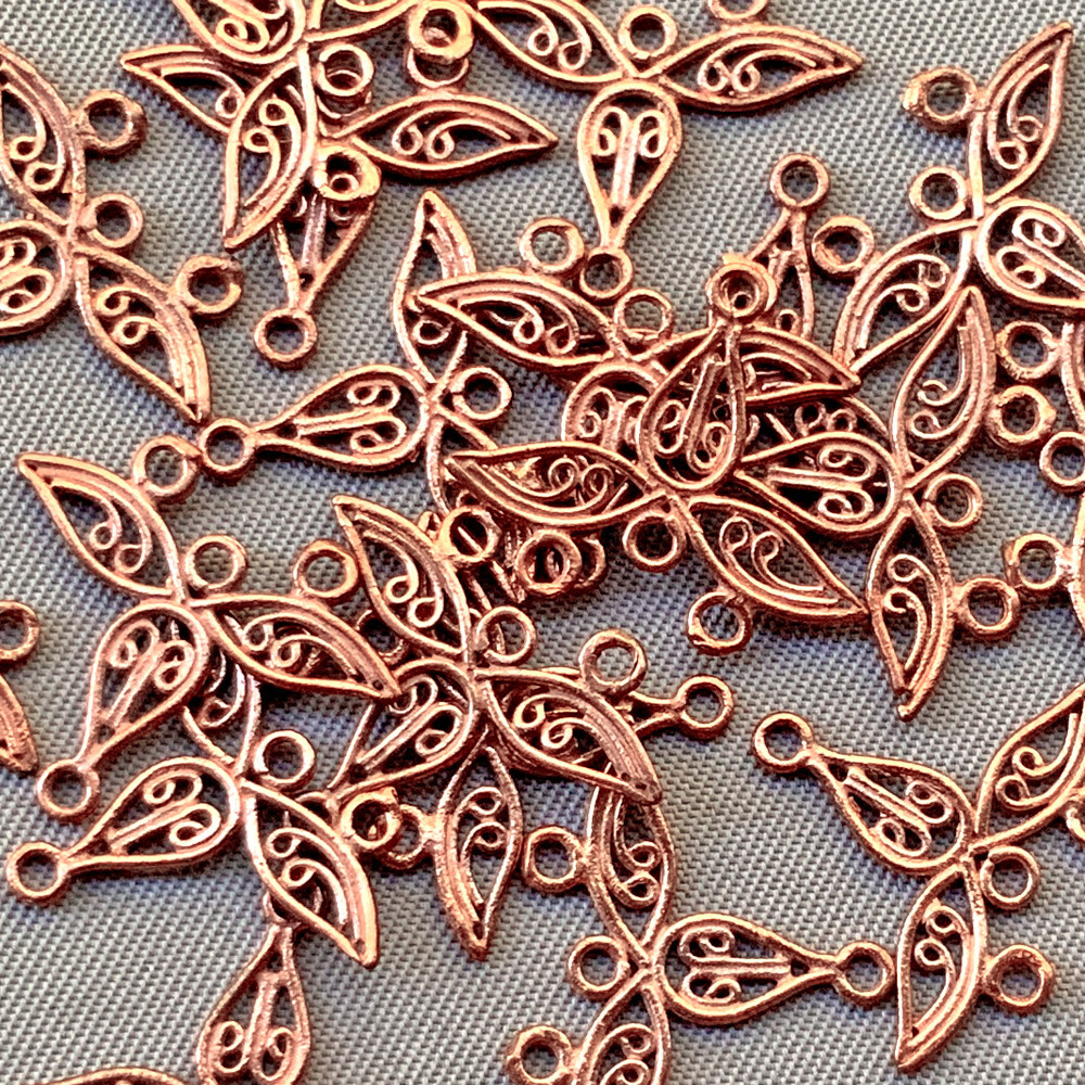 Filigree Triangle 4 Loop Links 14x16mm Solid Copper Q20 Per Pkg