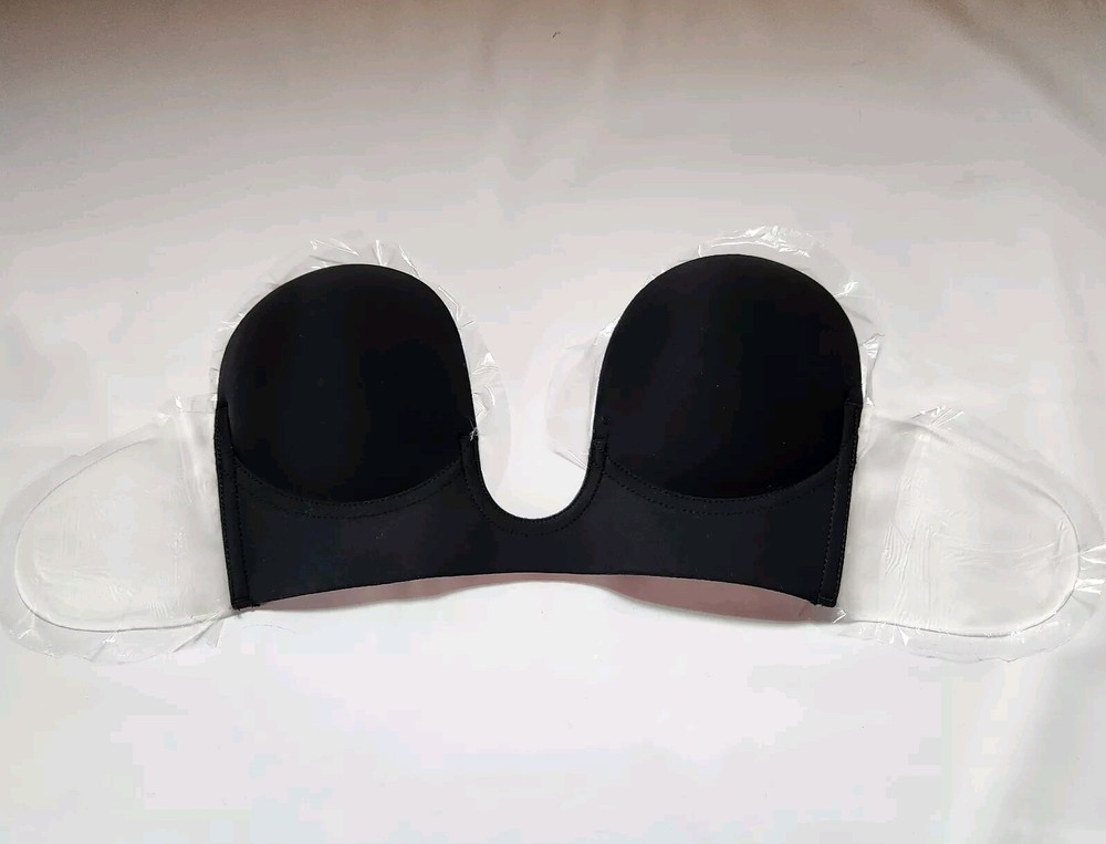 BeWicked Deep V Bra Size B Black - U Shape Microfiber & Silicone Bra