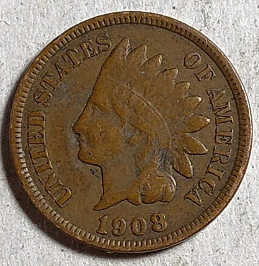 1908 Indian Head Cent / Coin #I081