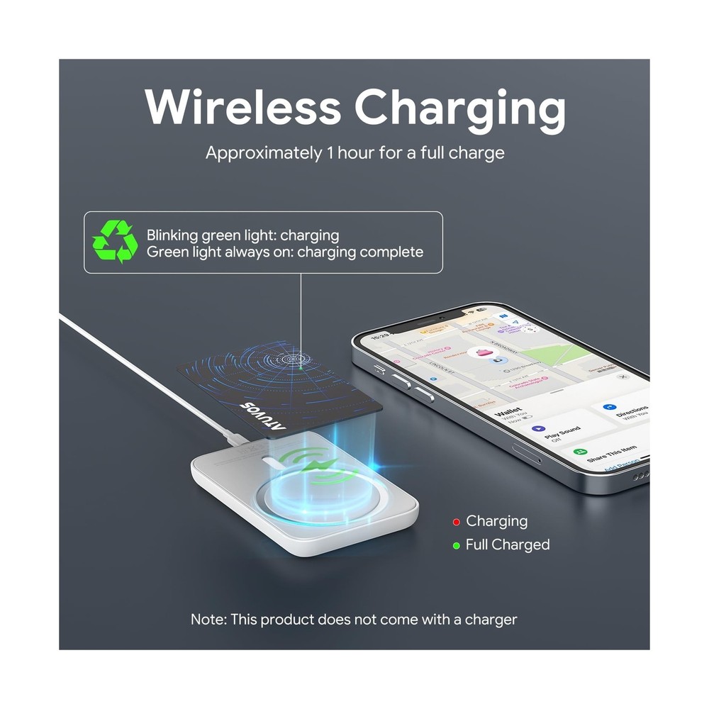 ATUVOS Air Tag Ultra-Thin Wallet Tracker for Android & iOS, Dual Sy... Fast Ship