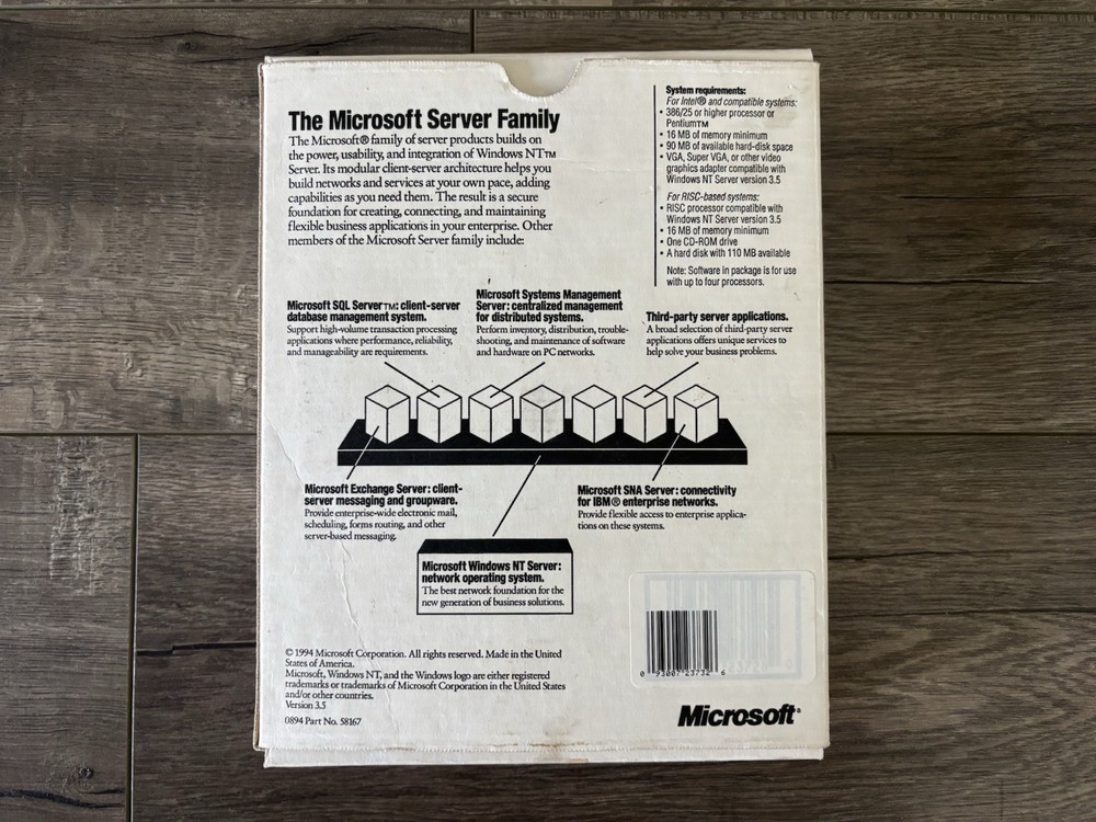 1994 Promo Sample Microsoft Windows NT Server 3.5 CD-ROM 58167 (Sealed Media)