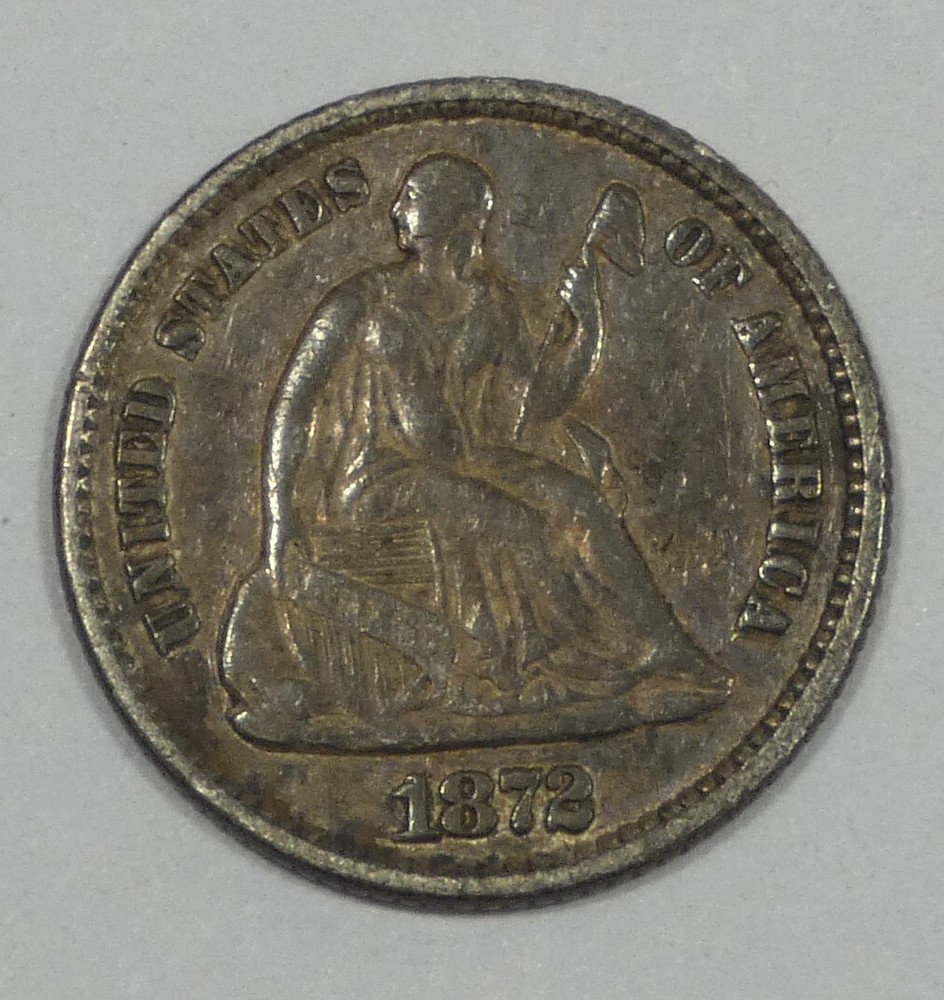 1872 Liberty Seated Half Dime EXTRA FINE Silver 5c