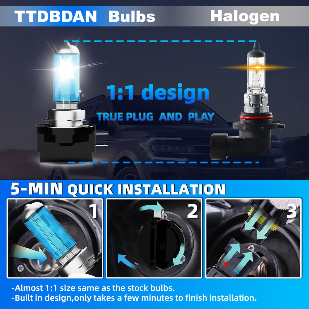 2PCS H11B Warm White Halogen Headlight Bulb Kit High/Low Beam 300% Bright New