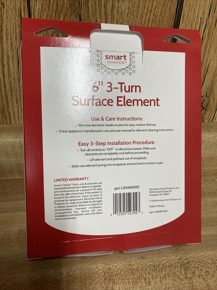 Smart Choice Burner 6” 3 Turn Surface Element New