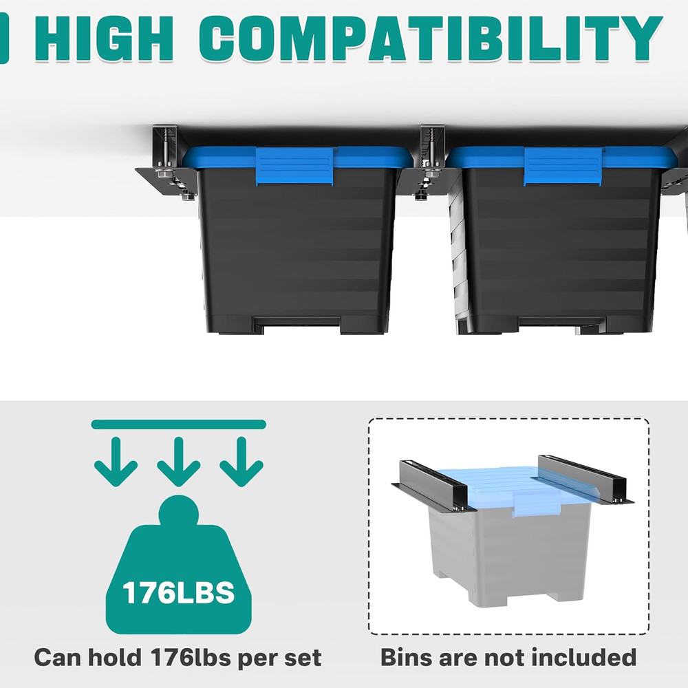 16" Ceiling Storage Rack Heavy Duty Garage Overhead Bin Storage System