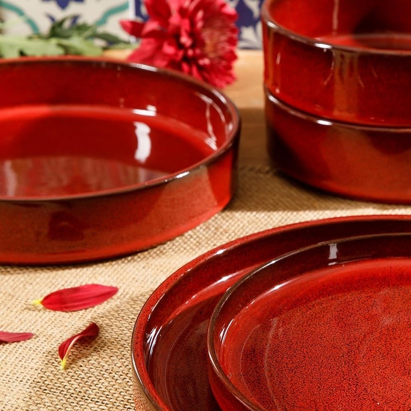 Terracotta Dinnerware Set 4 Eco Friendly Stackable Tableware Dining Essentials