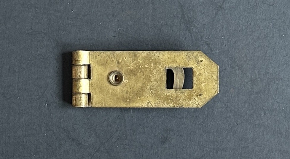 #1979–Antique Vintage Solid Brass Hasp Latch With Attached Hook 2 3/4” Long
