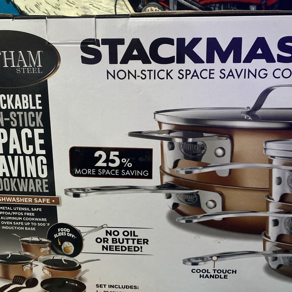 Gotham Steel STACKMASTER Pots Non-Stick 10 Piece Cookware Set New Open Box