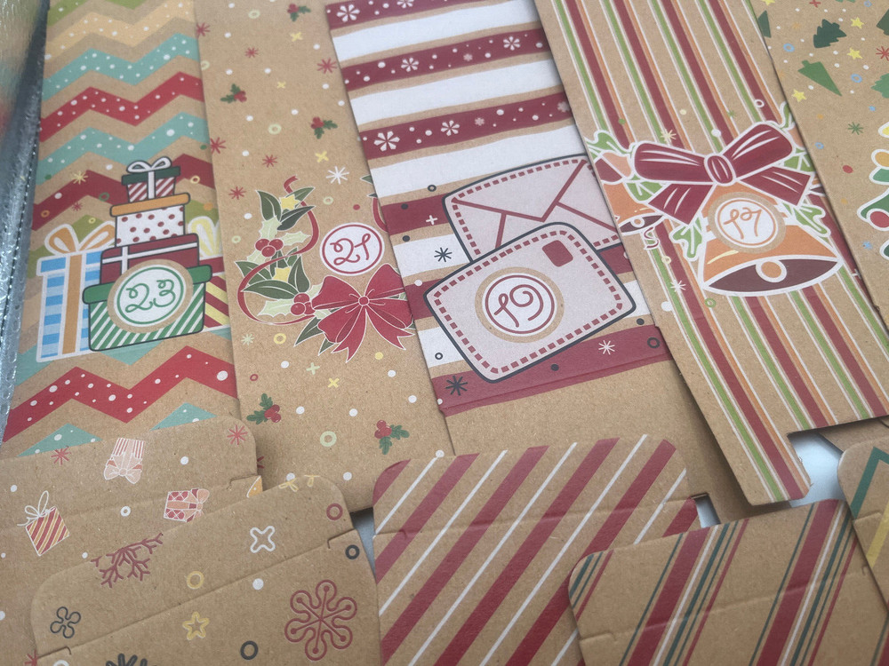24 Mini Christmas Boxes Small Christmas Gift Boxes 2.75" square numbered advent