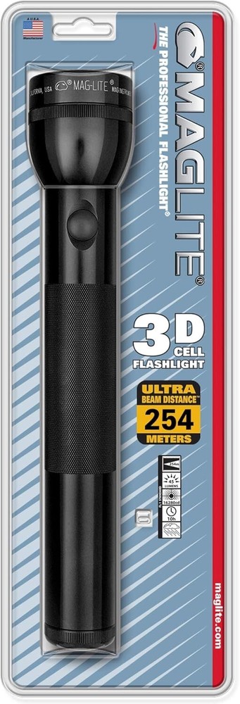 Maglite Heavy-Duty Incandescent 3-Cell D Flashlight, Black