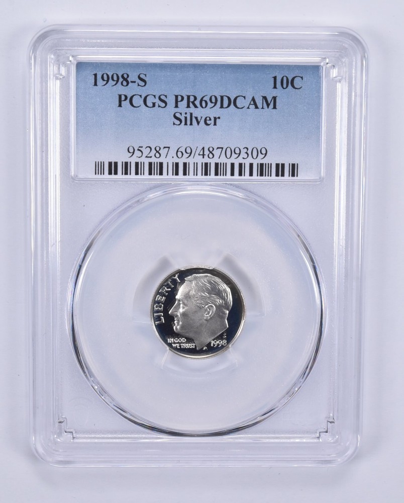 1998-S Roosevelt Dime Silver PR69 DCAM PCGS Blue Label