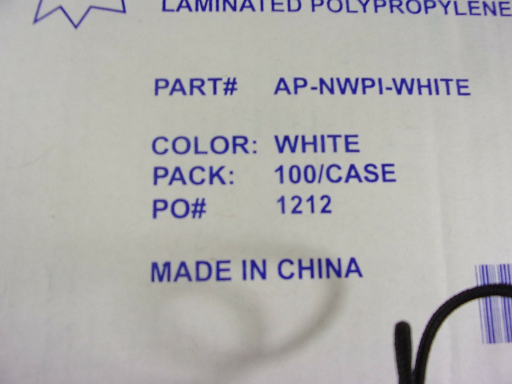 APRON - LAMINATED POLYPROPYLENE WHITE CASE OF 100 #AP-NWP1-WHITE