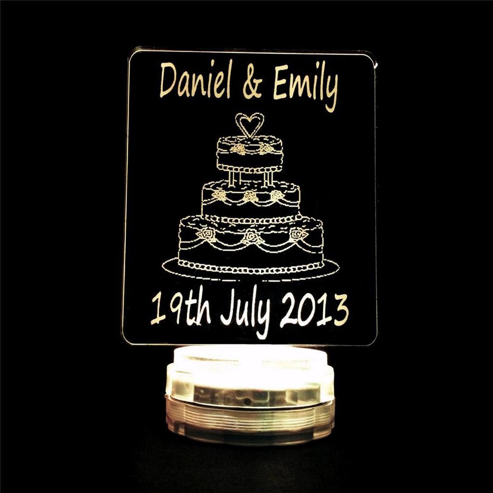 Personalised Wedding Personalised Name 3d Led  Light Colour Changing Cake Topper