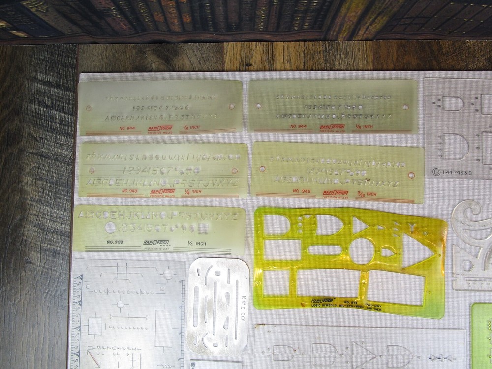 ASSORTED LOT of VINTAGE DRAFTING ARCHITECTURE TOOLS Templates & Rulers Triangle