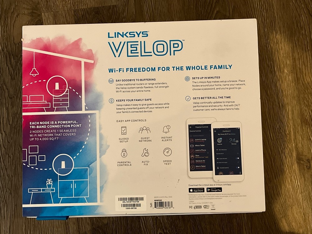 Linksys VELOP Mesh Wi-Fi Router, 2-pack White (WHW0302)