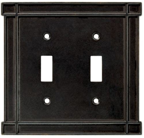 Arts & Crafts Double Switch Wall Plate - Soft Iron (144062)