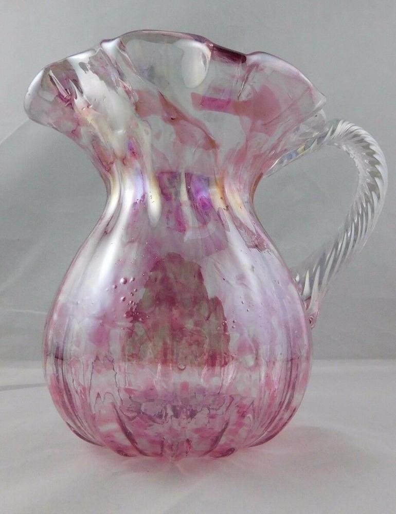 Iridized Ruffle Top with Twisted Handle Pitcher