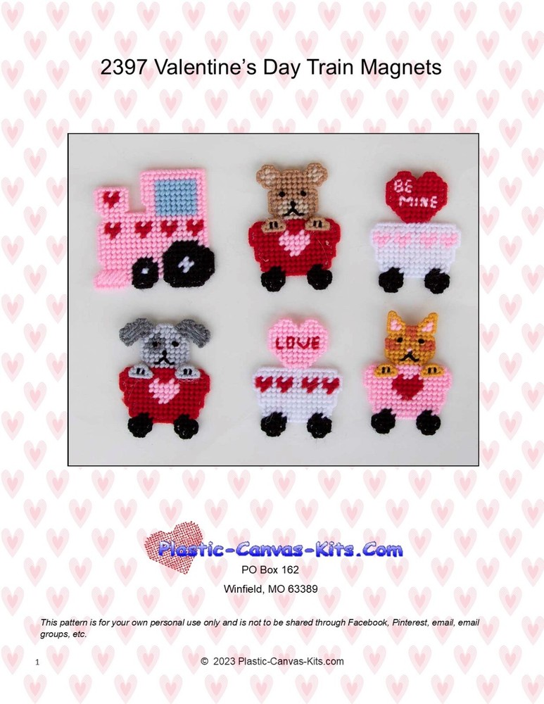 Valentine's Day Train Magnets-Plastic Canvas Pattern or Kit