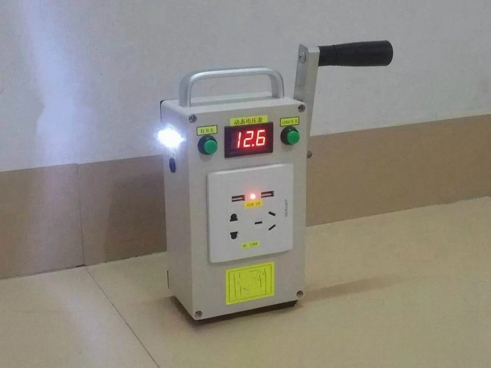 Portable Multi-Function Hand-Crank Generator Outputs 220V, 12V, 5V