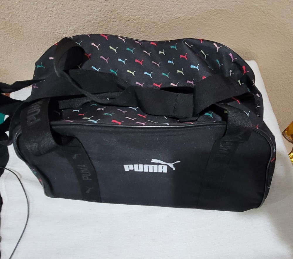 Puma Black Duffel Gym Bag – Adjustable Strap – Authentic