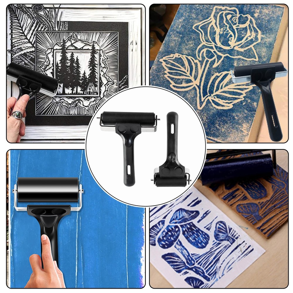 2-Pack Brayer Rollers Crafting 4-Inch 2.2-Inch Rubber Rollers Printmaking