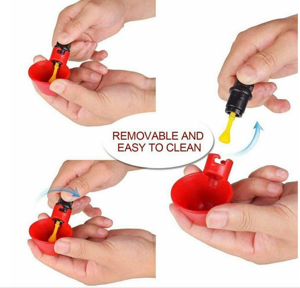 10 Poultry Water Drinking Cups Chicken Hen Plastic Automatic Drinker Feeder