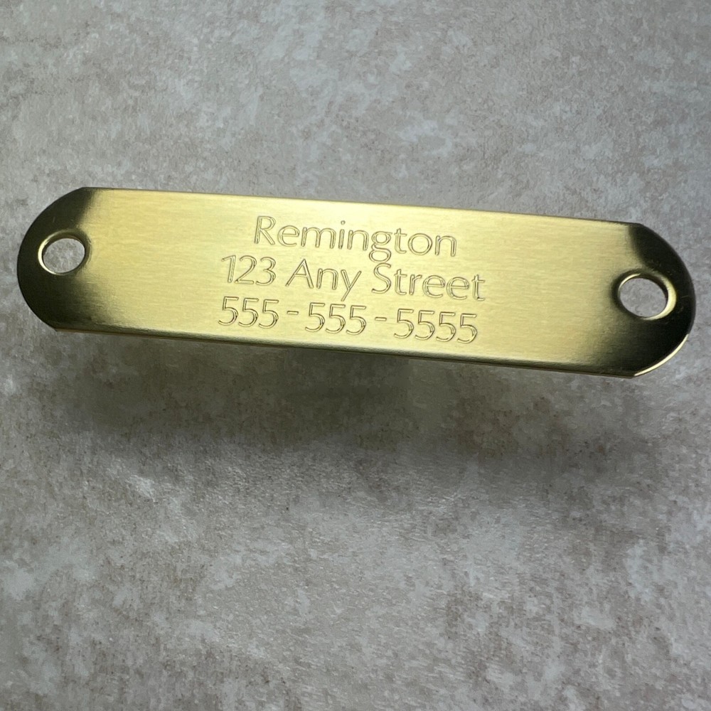 Custom Engraved NAME PLATE Engraved Dog Tags Personalized COLLAR BRUSHED BRASS