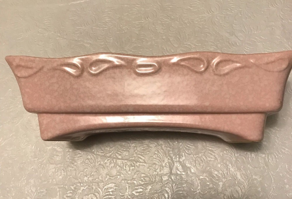Vintage McCoy Pottery Brush 405-12 USA Rectangular Planter Pink