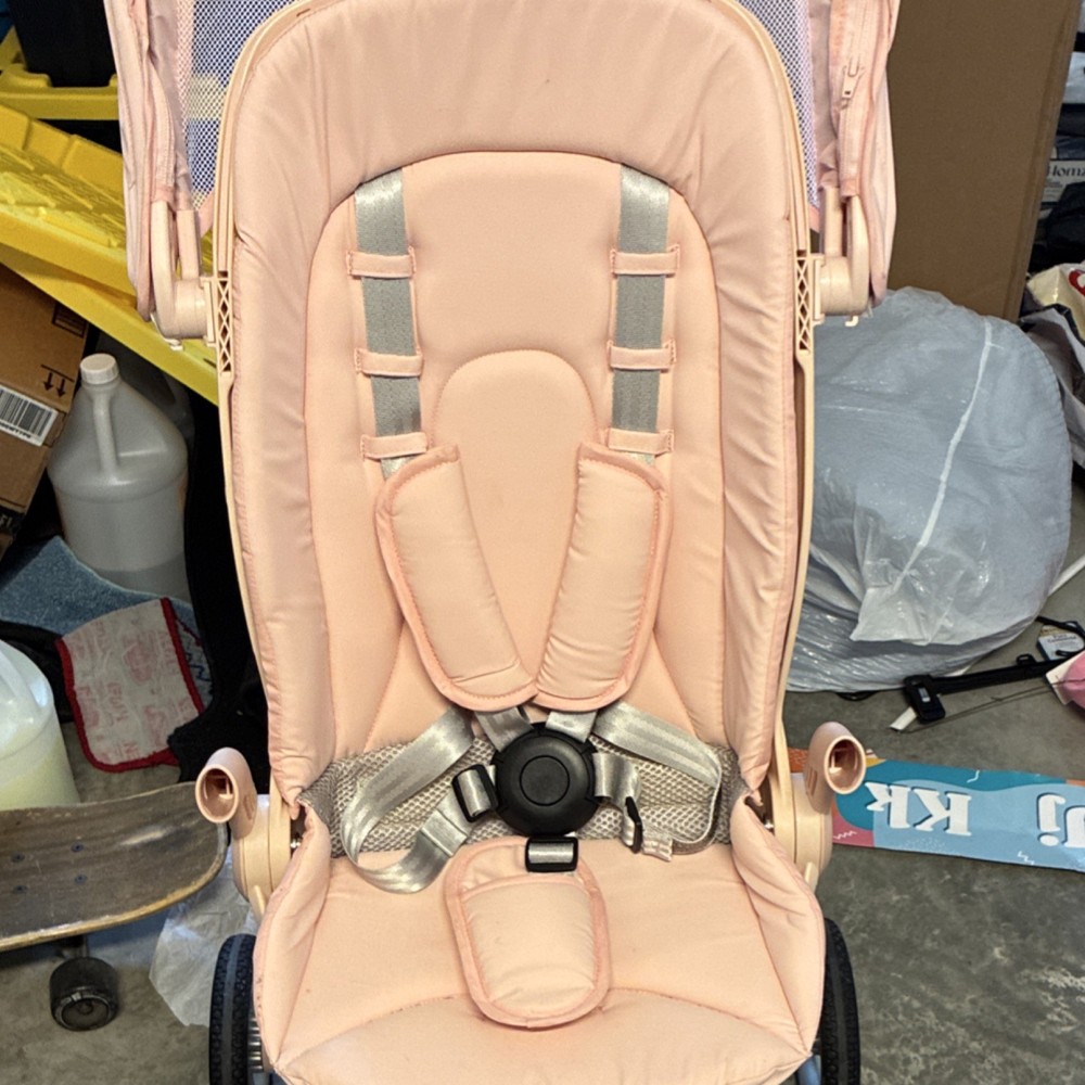 HaShow Q2 Pink Stroller Adjustable Handle Backrest Harness Storage Basket