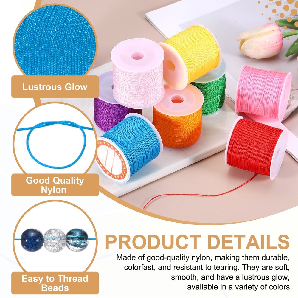 0.8mm Nylon String for Bracelets, 44 Yards Nylon Beading Thread(Lake Blue)