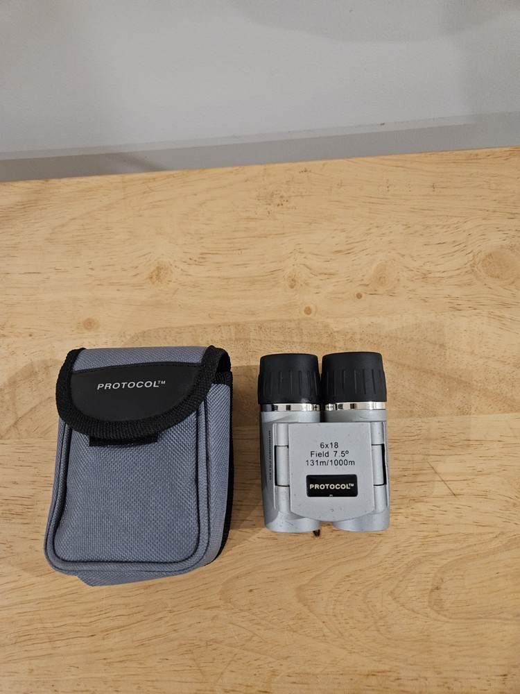 Compact Protocol 6x18 Fixed Focus Binoculars W/ Case