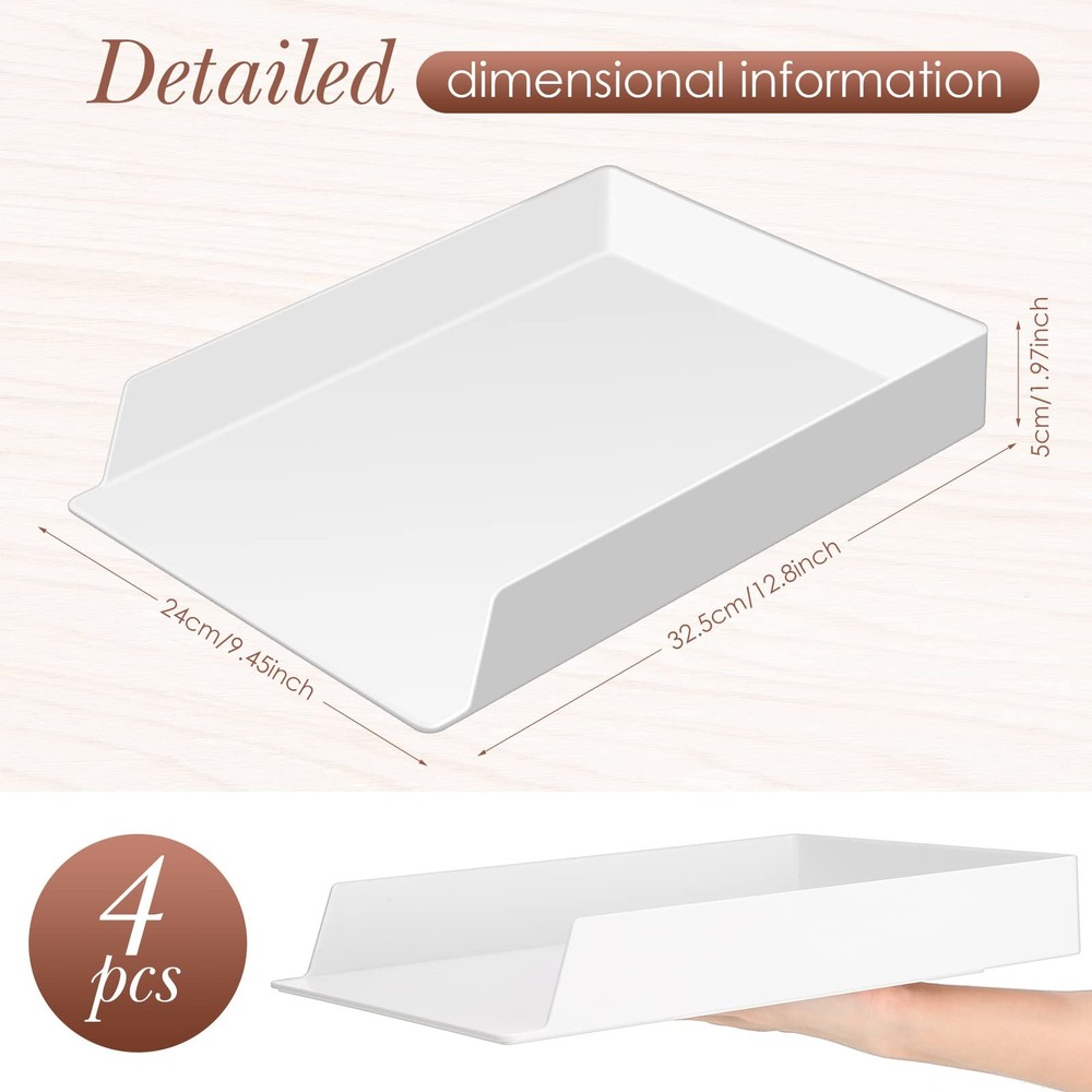 4 Pcs Stackable Desk Organizer Trays Rectangular Plastic Desk Holder Desktop ...