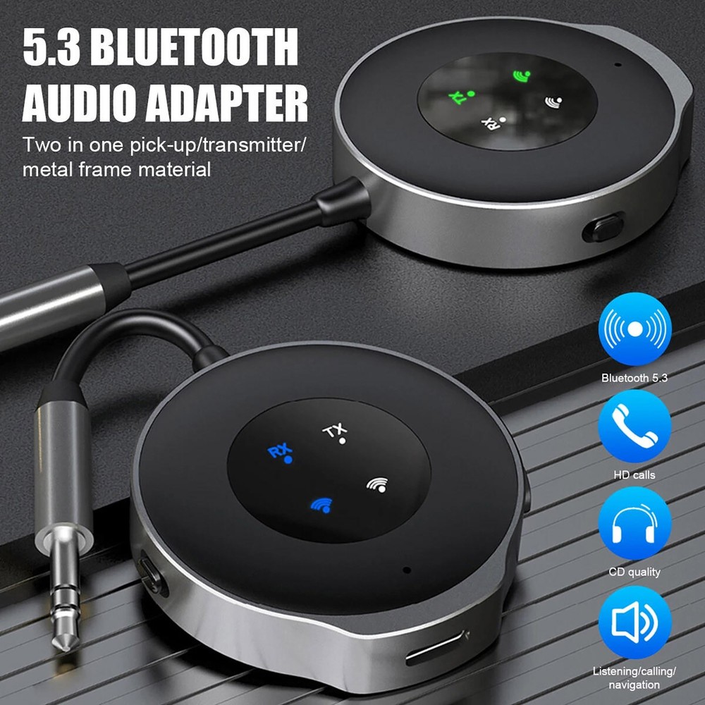 Bluetooth 5.3 Wireless Audio Transmitter Receiver Car Aux Adapter 3.5mm Jack