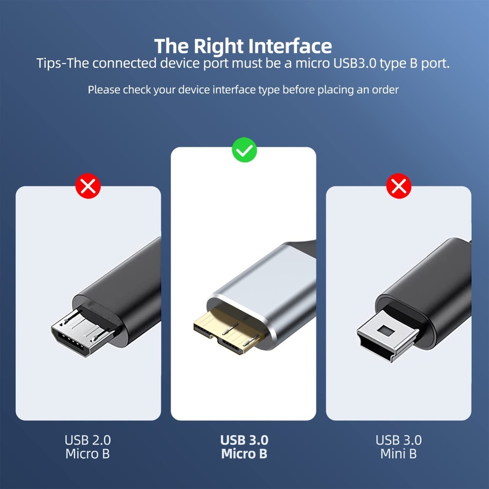 USB 3.0 Micro B Cable 1.5ft – 5Gbps High-Speed USB A to Micro B Hard Drive Cable