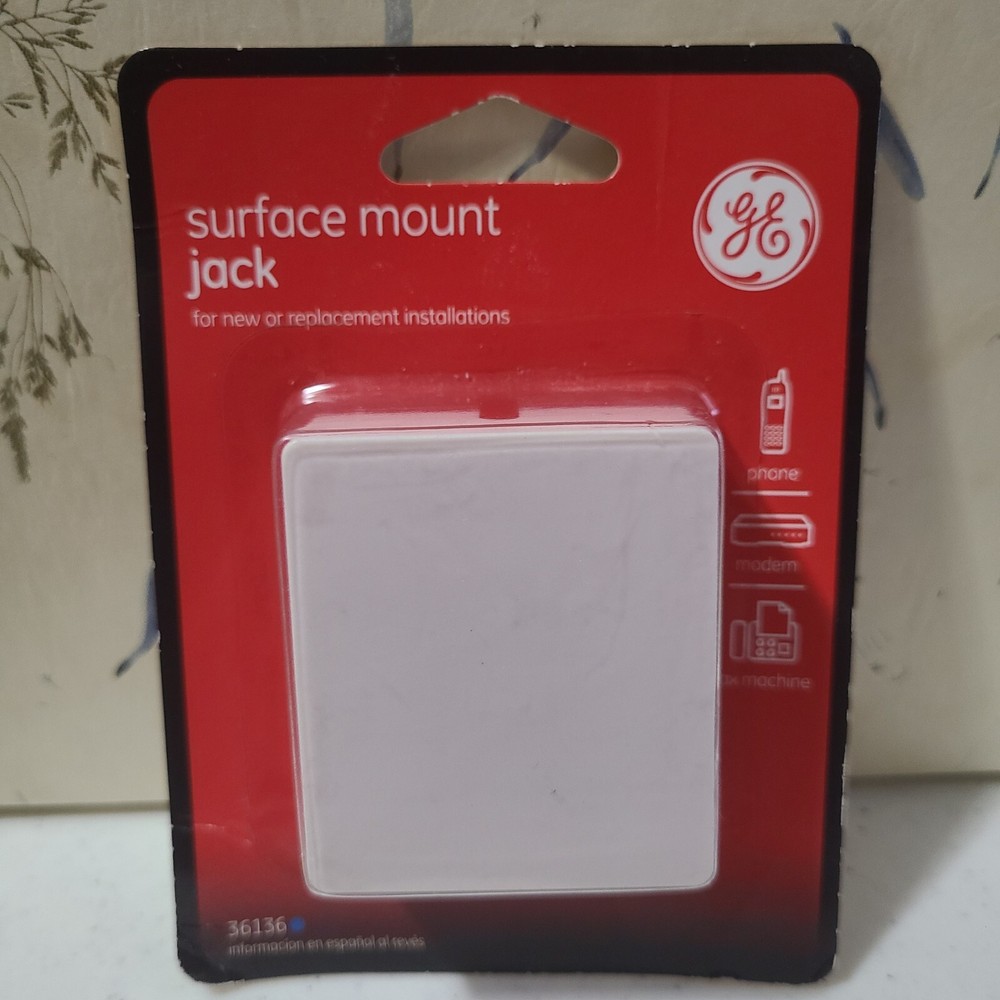 GE 36136 Surface Mount Jack White  For New Or Replacement Installations
