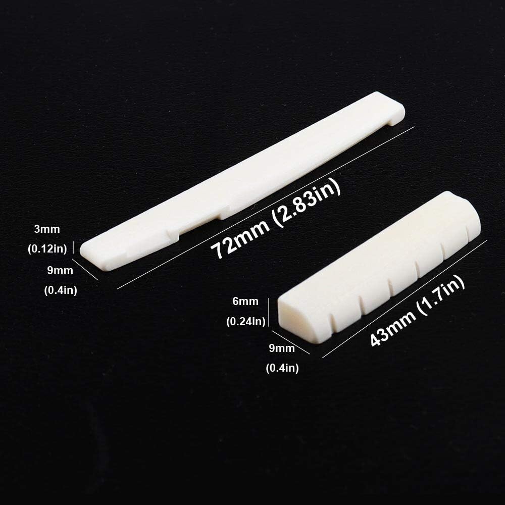 Bone Nut and Saddle Set for 6-String Acoustic Guitars - Light & Durable