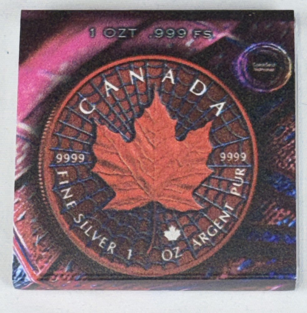 2023 Canada Maple Leaf Colorized "Spiderweb" 1 oz .9999 Silver Coin