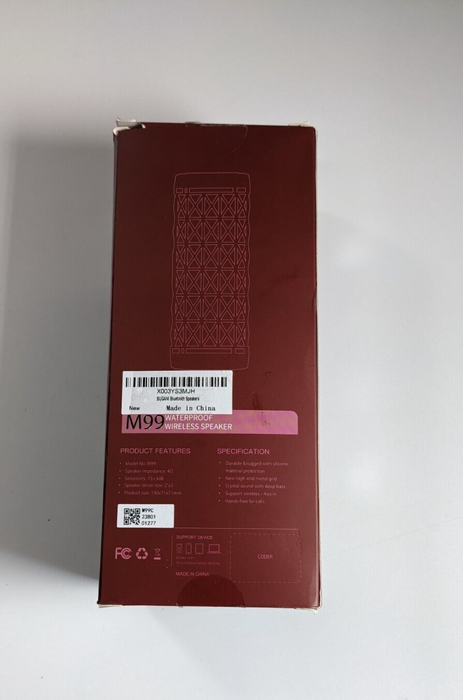 BUGANI M99 Waterproof Wireless Speaker- Red