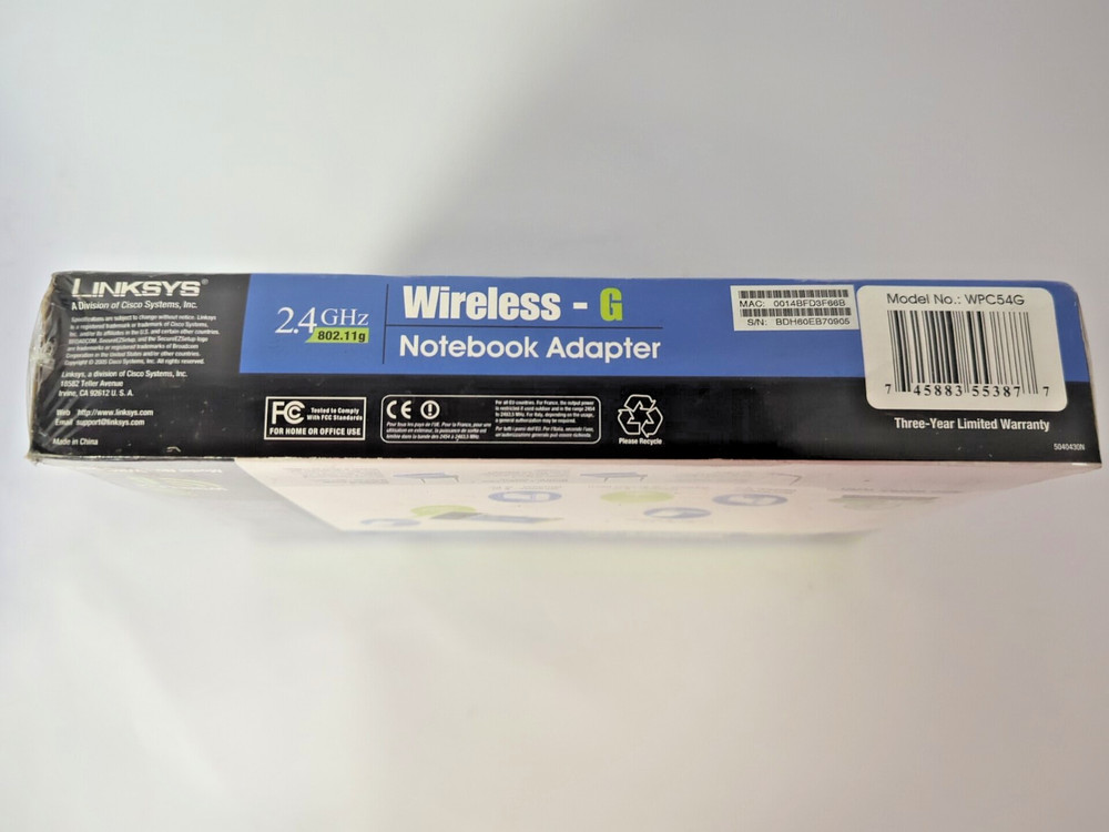 CISCO LINKSYS WIRELESS-G NOTEBOOK ADAPTER WPC54G