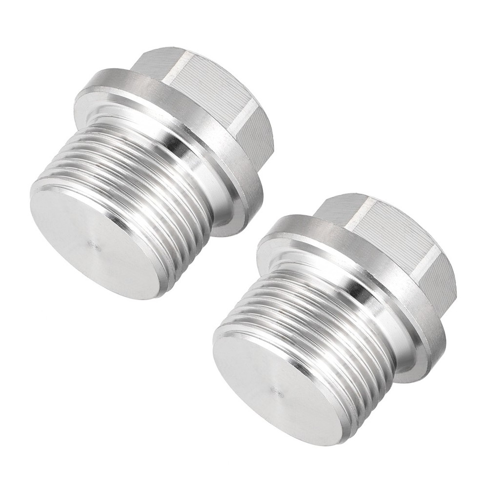 M22 x 1.5 Male Outer Hex Head Plug 304 Stainless Steel Solid Thread 2Pcs