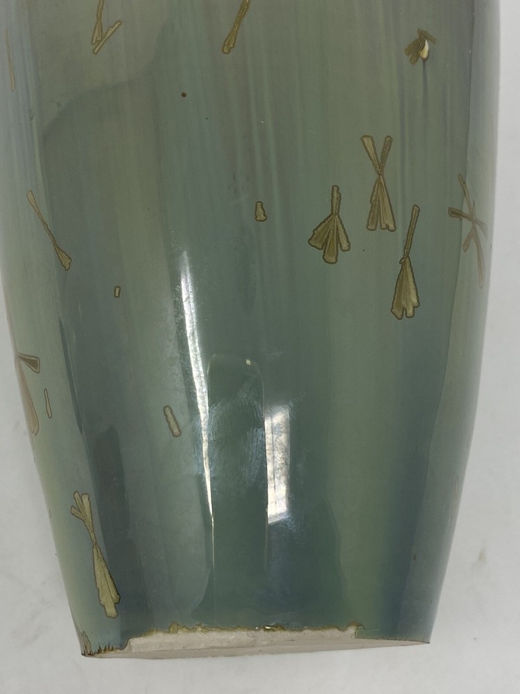 Ron Slack 2004 Pottery Signed Unique Glaze Process Greens Golds